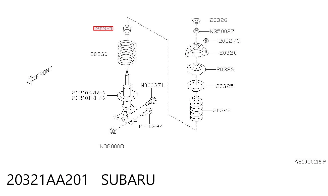 20321AA201 Subaru Буфер амортизатора переднего