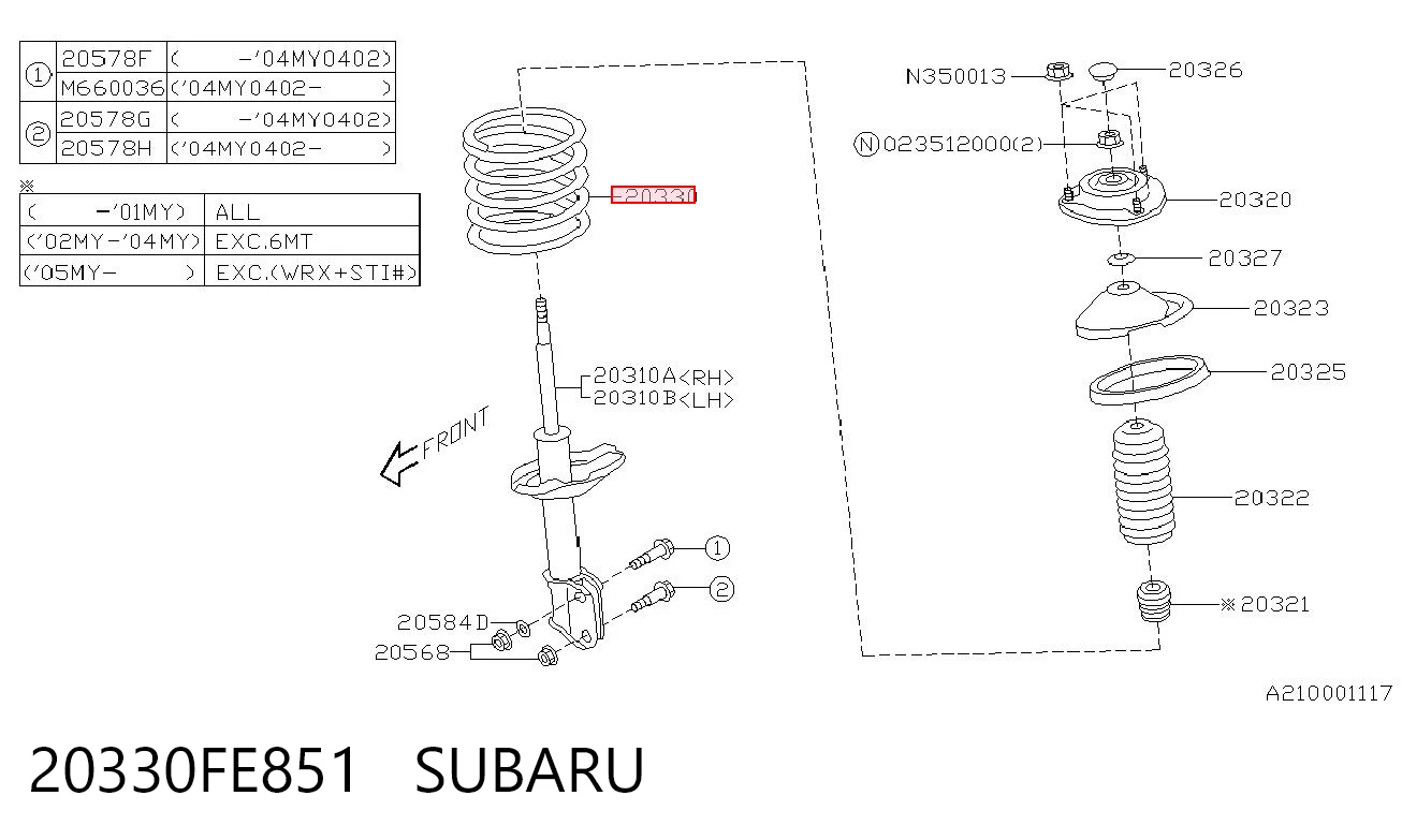 Пружина амортизатора передняя Subaru Impreza II седан (GD) (1999 - 2009) цена, от 62.56 USD