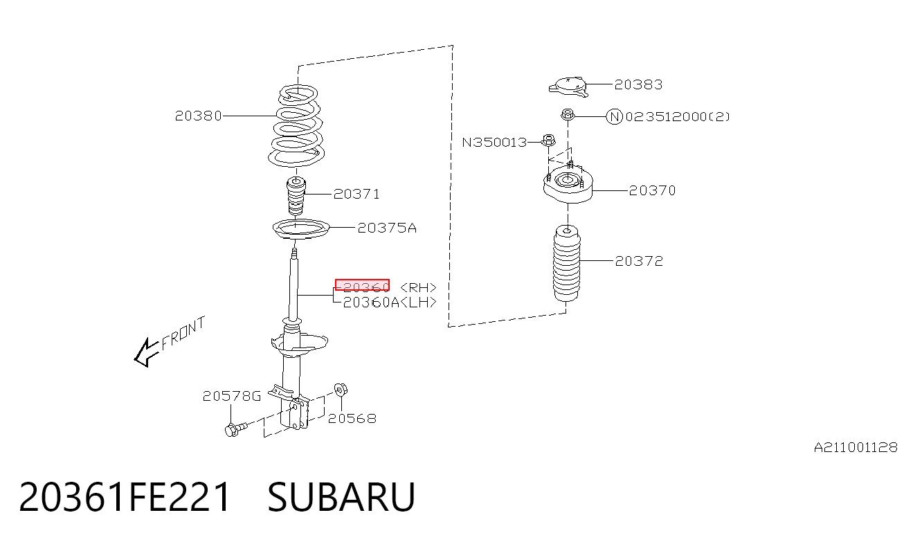20361FE221 Subaru Стойка задняя правая
