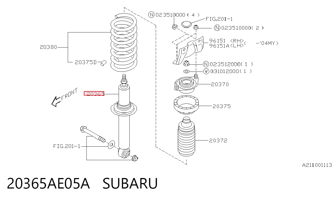 20365AE05A Subaru Амортизаторы задние