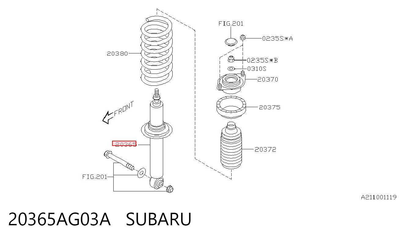 20365AG03A Subaru Амортизаторы задние
