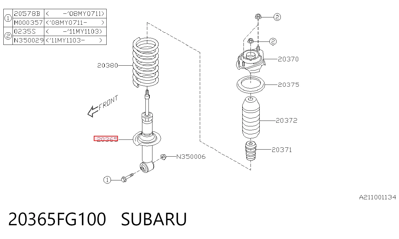 20365FG100 Subaru Амортизаторы задние