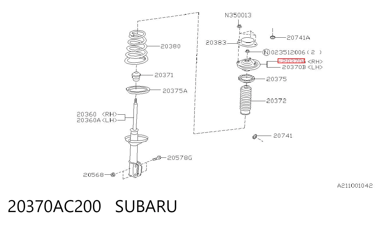 20370AC200 Subaru Подушка амортизатора заднего, правого