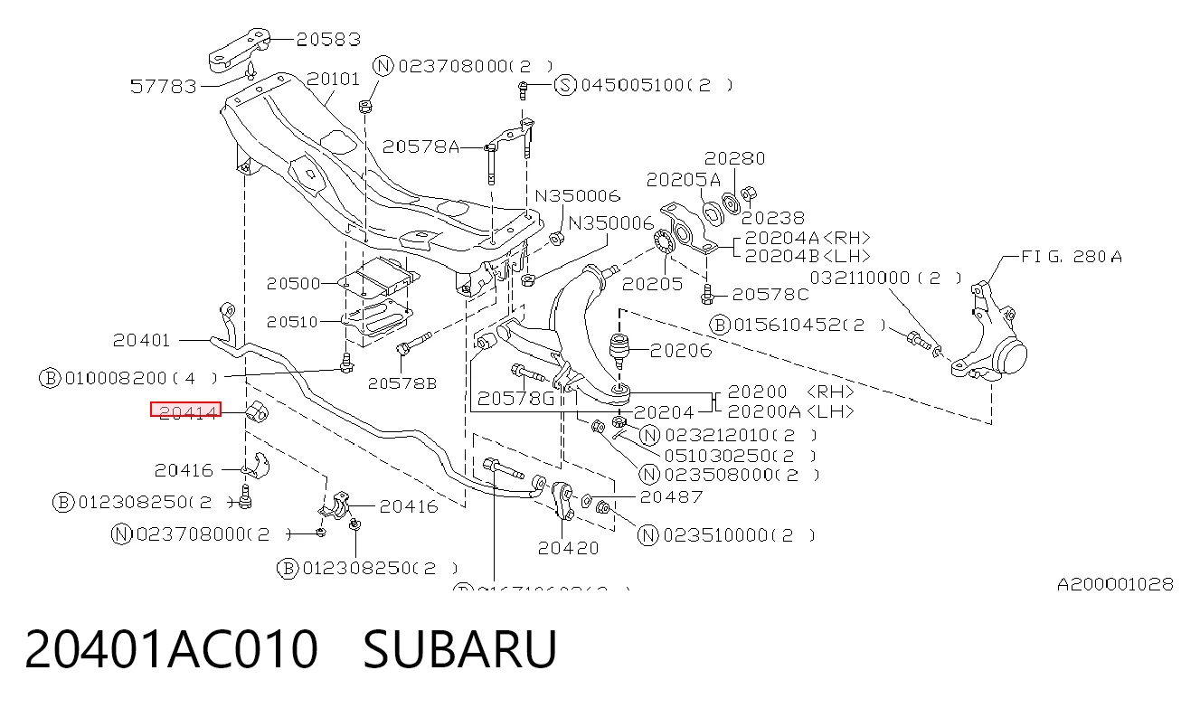 20401AC010 Subaru Разрезная втулка стабилизатора