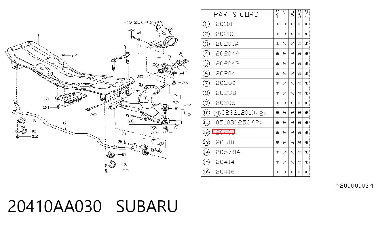 Стабилизатор передний Subaru Legacy 1 BC