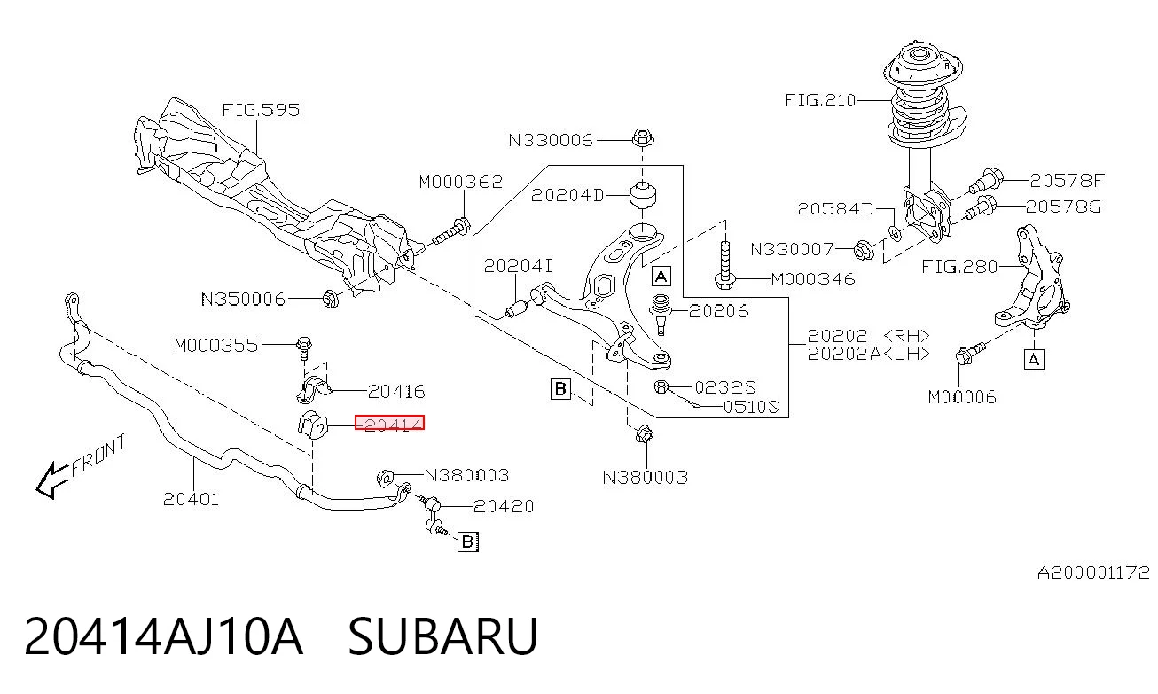 20414AJ10A Subaru Разрезная втулка стабилизатора