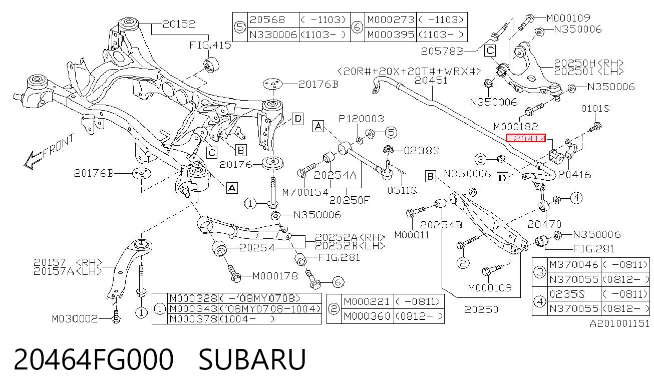 Резинка заднего стабилизатора Subaru Impreza II седан (GD) (1999 - 2009) цена, от 4.05 USD
