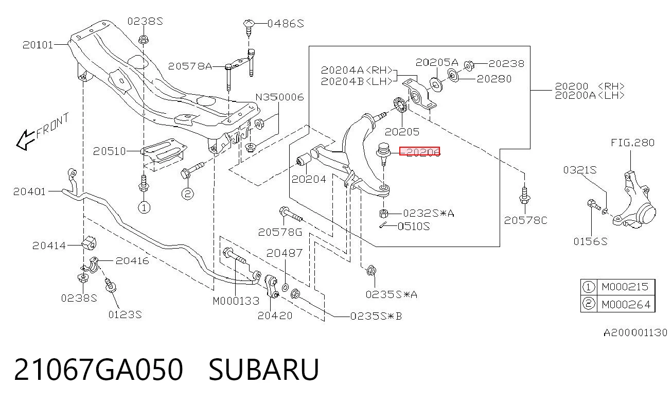 21067GA050 Subaru Палец шаровой нижний