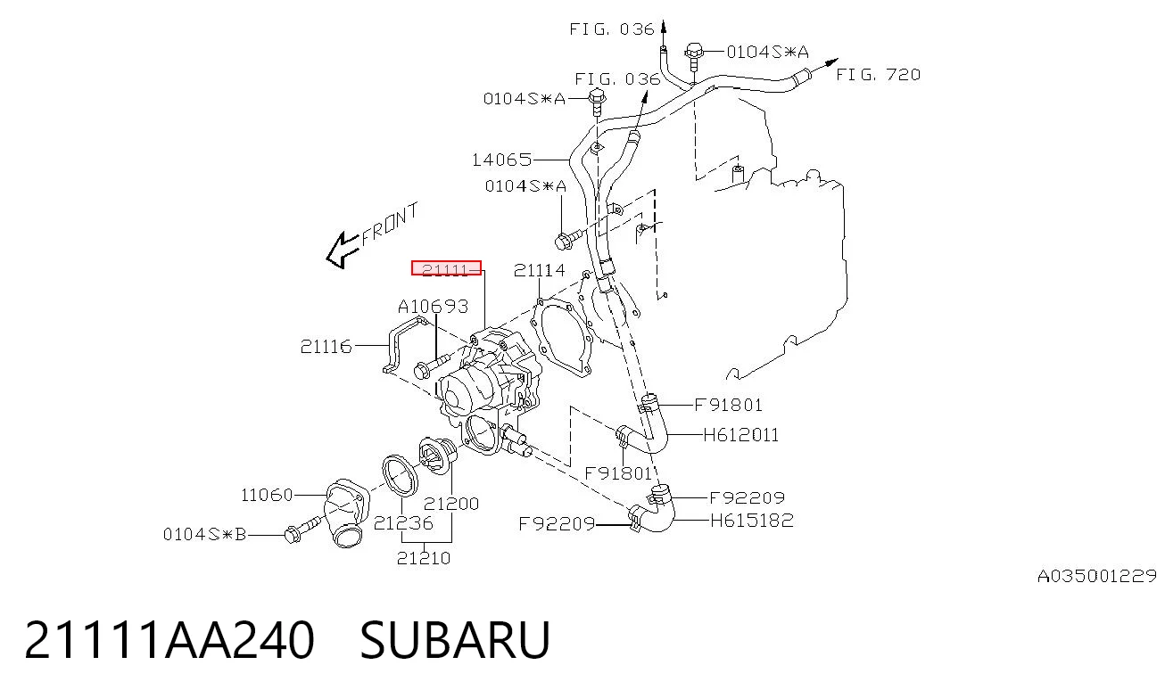 21111AA240 Subaru Насос водяной