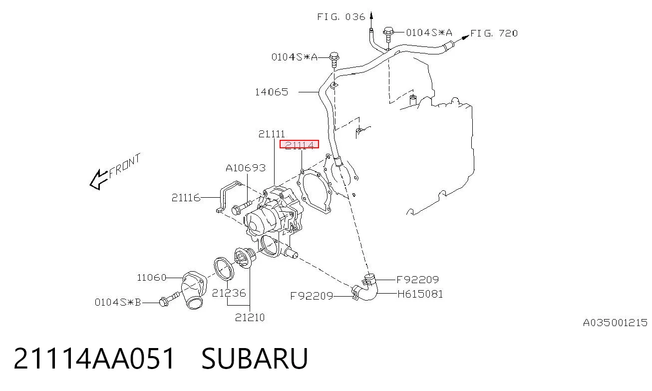 21114AA051 Subaru Прокладка водяного насоса