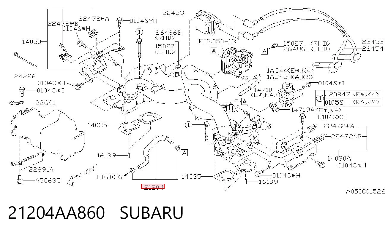 21204AA860 Subaru Шланг топливный, универсальный