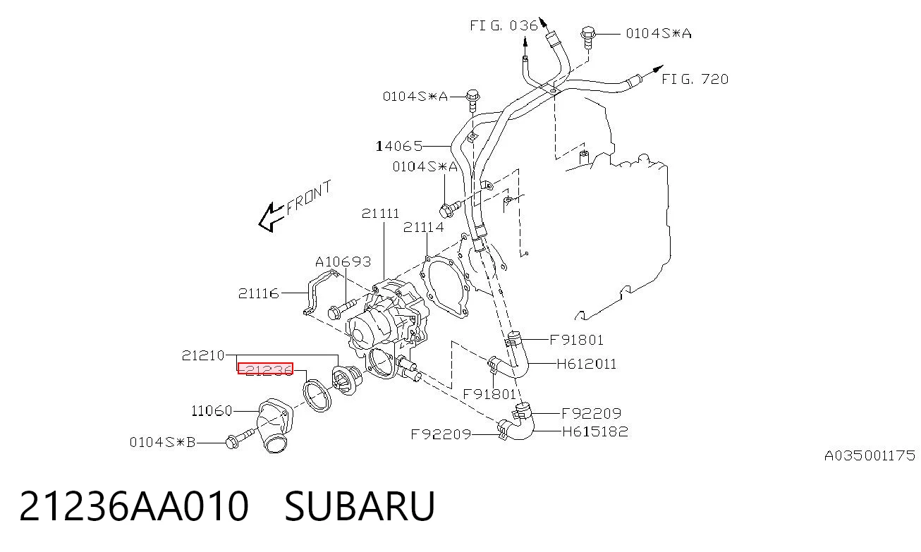 21236AA010 Subaru Прокладка термостата