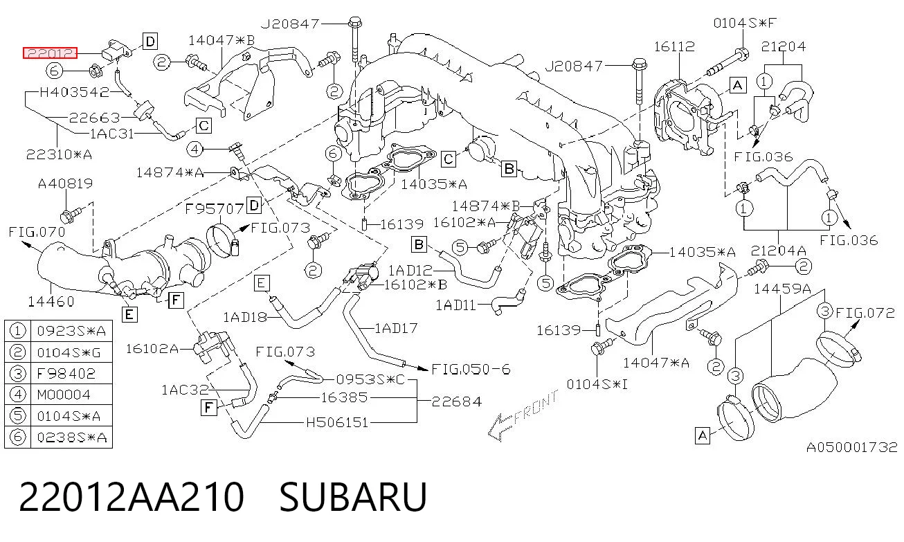 22012AA210 Subaru Датчик давления наддува турбины