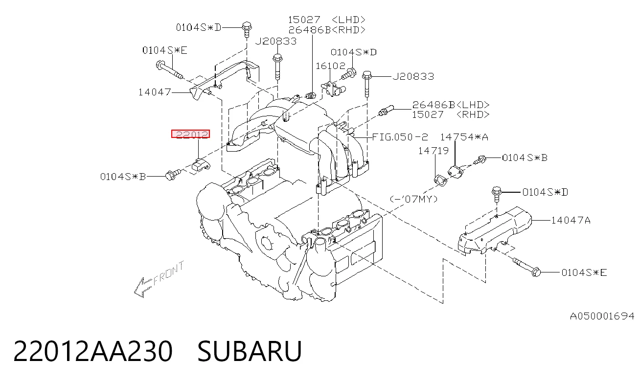 22012AA230 Subaru Датчик давления воздуха