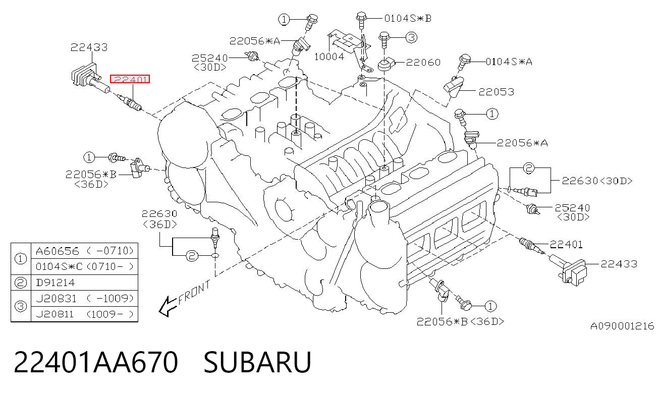 22401AA670 Subaru Свечи зажигания