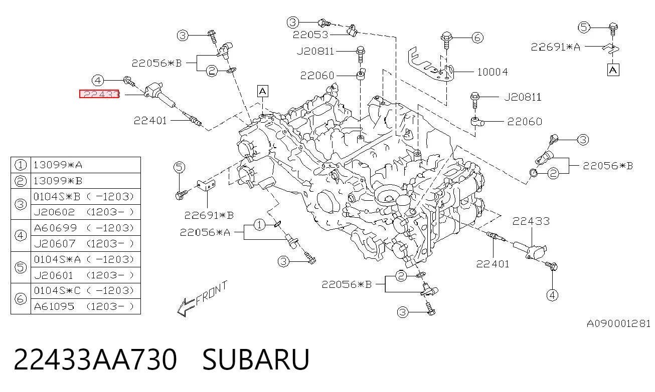 22433AA730 Subaru Катушка зажигания