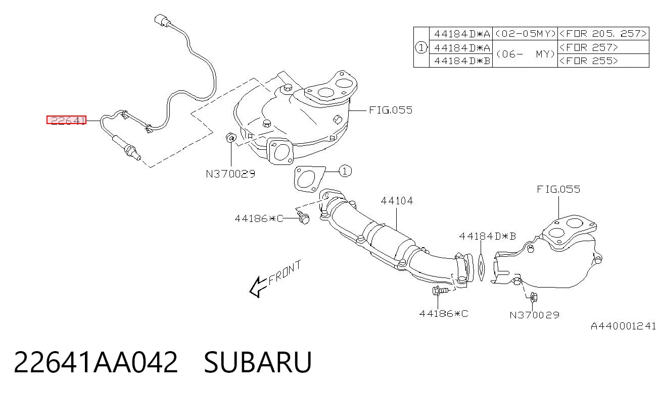 22641AA042 Subaru Лямбда-зонд, датчик кислорода до катализатора