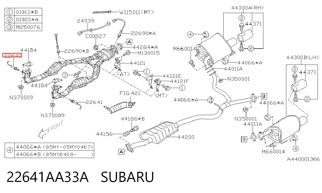 22641AA33A Subaru Лямбда-зонд, датчик кислорода до катализатора