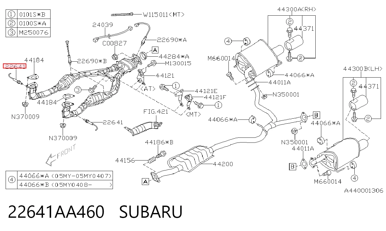 22641AA460 Subaru Лямбда-зонд, датчик кислорода до катализатора
