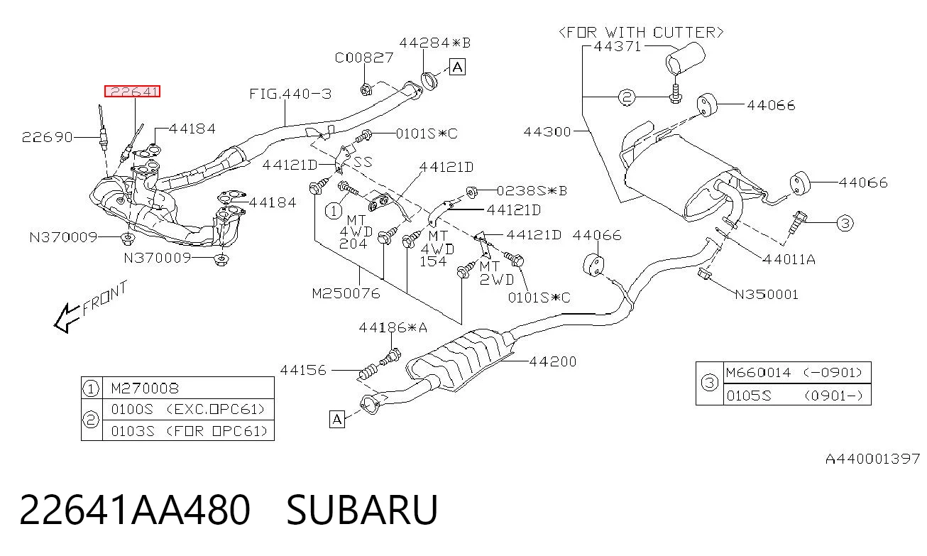 22641AA480 Subaru Лямбда-зонд, датчик кислорода до катализатора