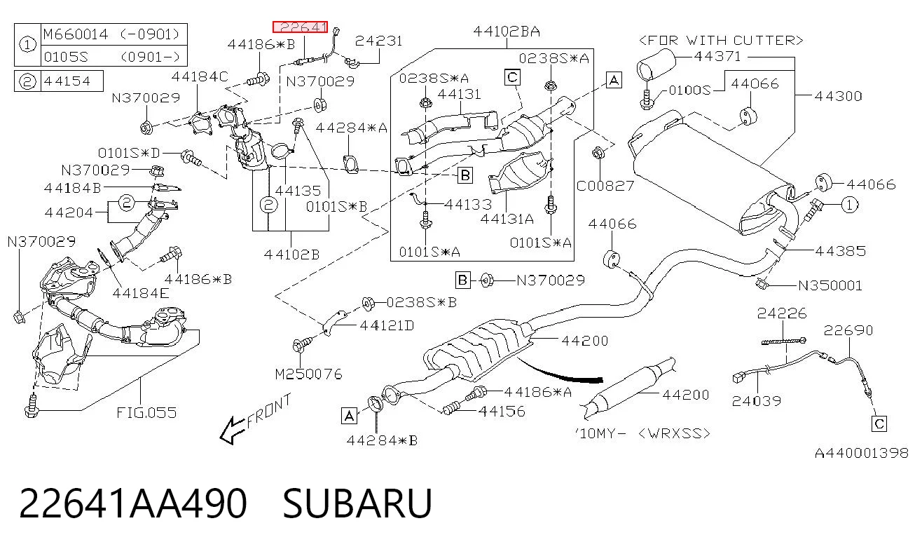 22641AA490 Subaru Лямбда-зонд, датчик кислорода до катализатора