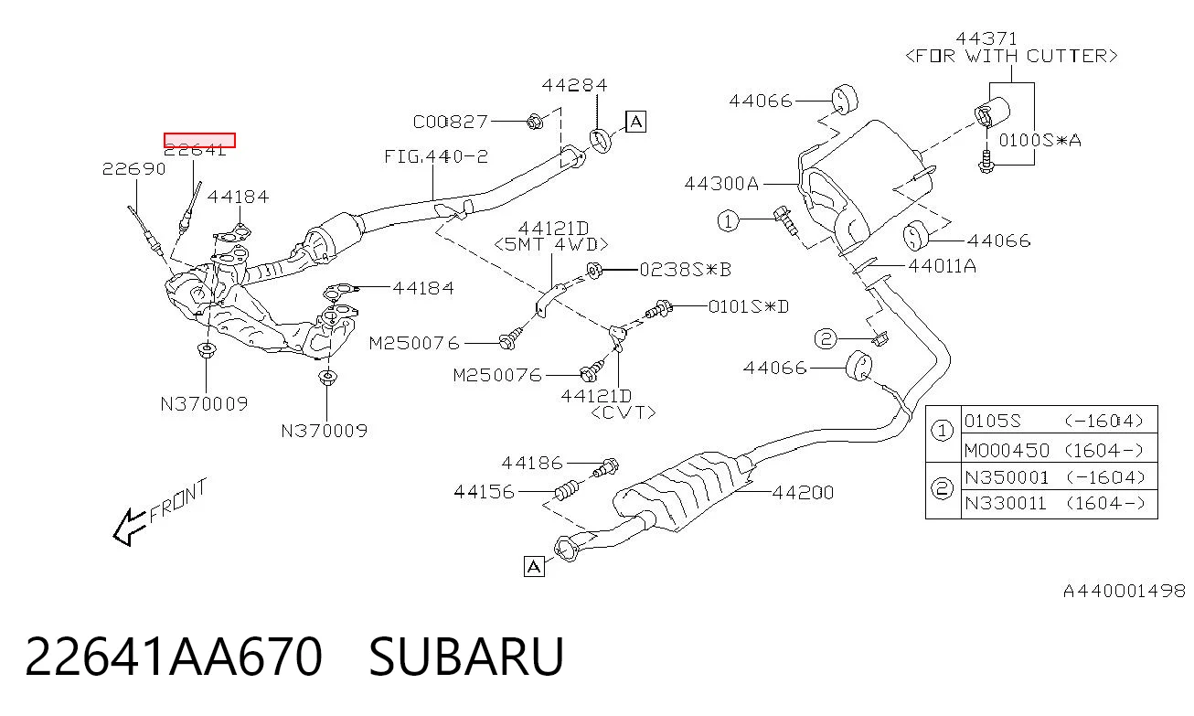 22641AA670 Subaru Лямбда-зонд, датчик кислорода до катализатора