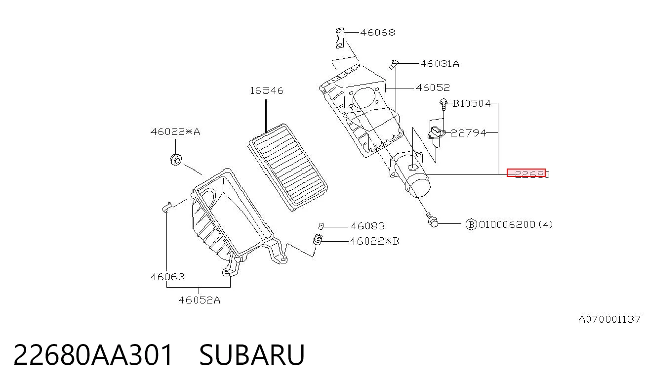 22680AA301 Subaru Датчик расхода воздуха
