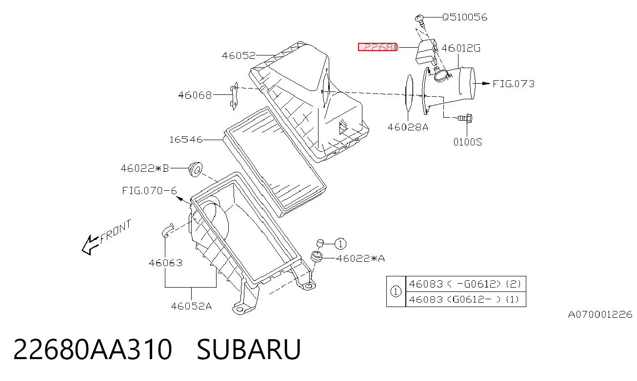 22680AA310 Subaru Датчик расхода воздуха
