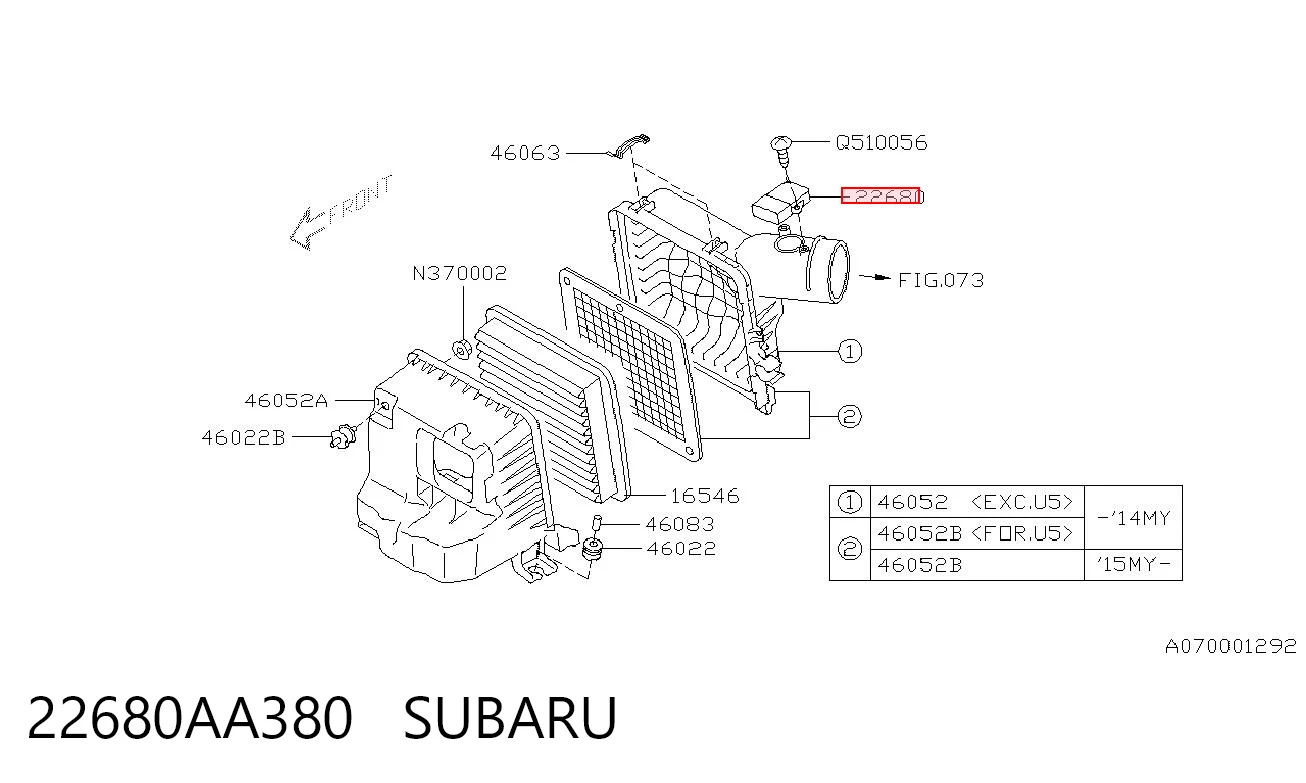 22680AA380 Subaru Датчик расхода воздуха