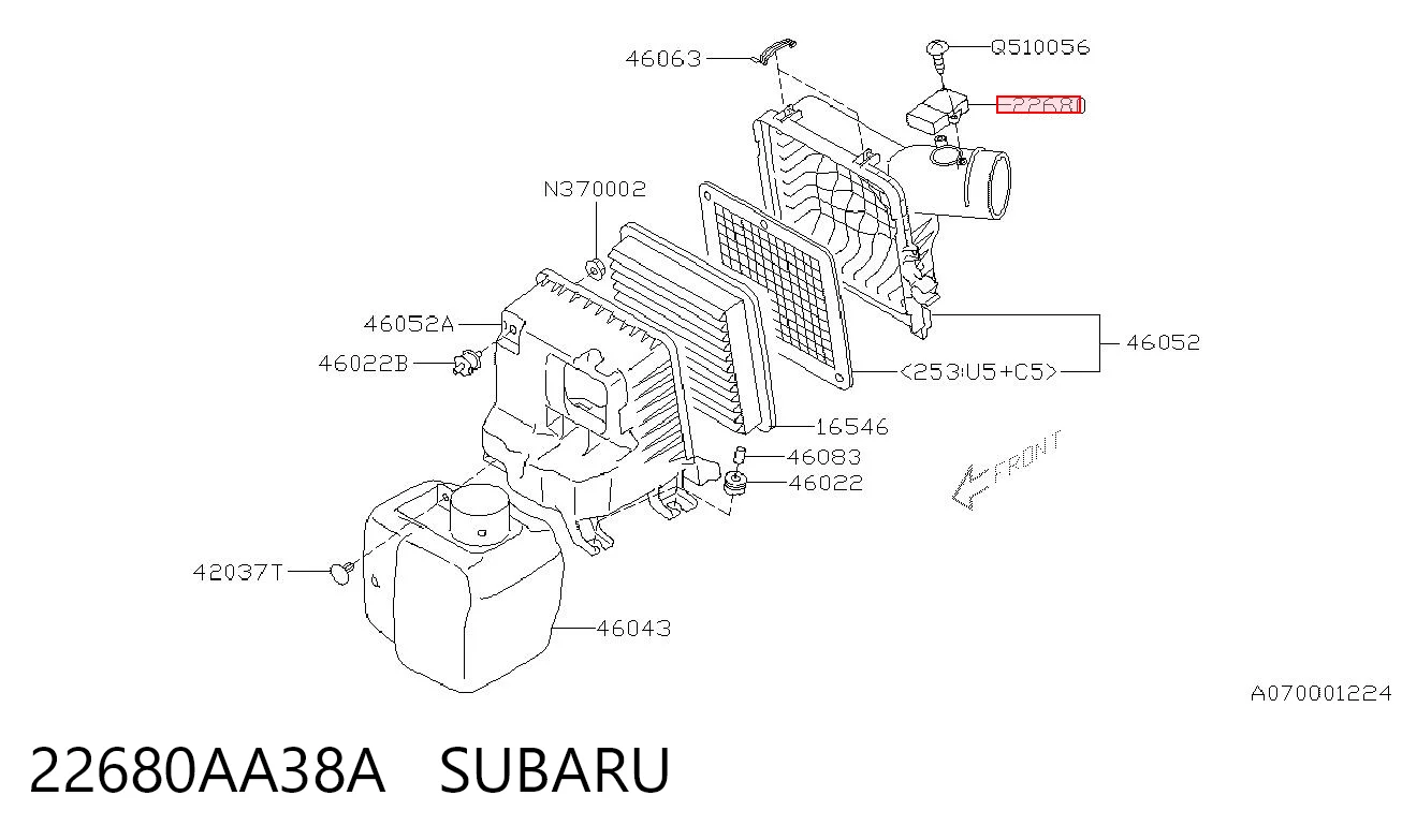 22680AA38A Subaru Датчик расхода воздуха