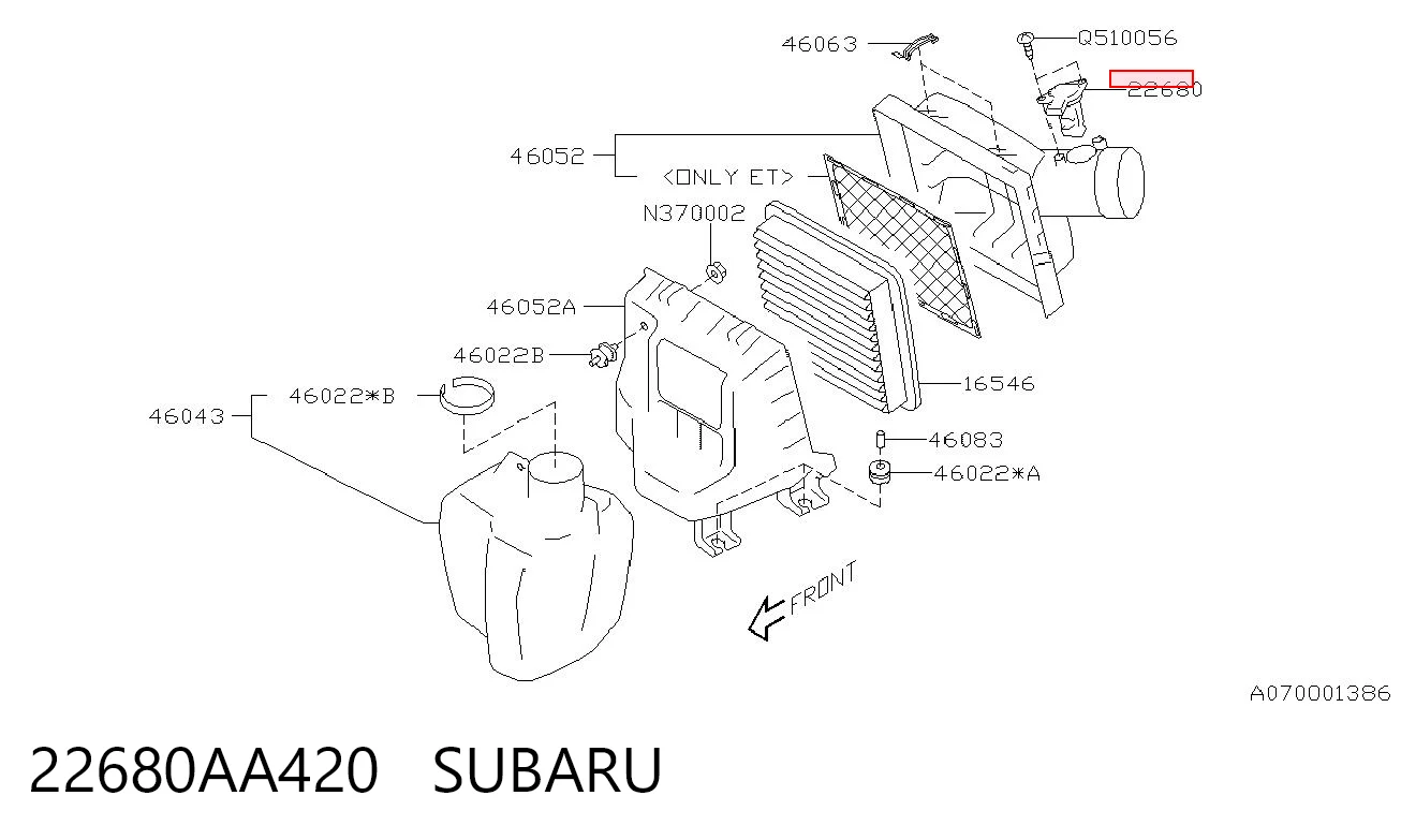 22680AA420 Subaru Датчик расхода воздуха