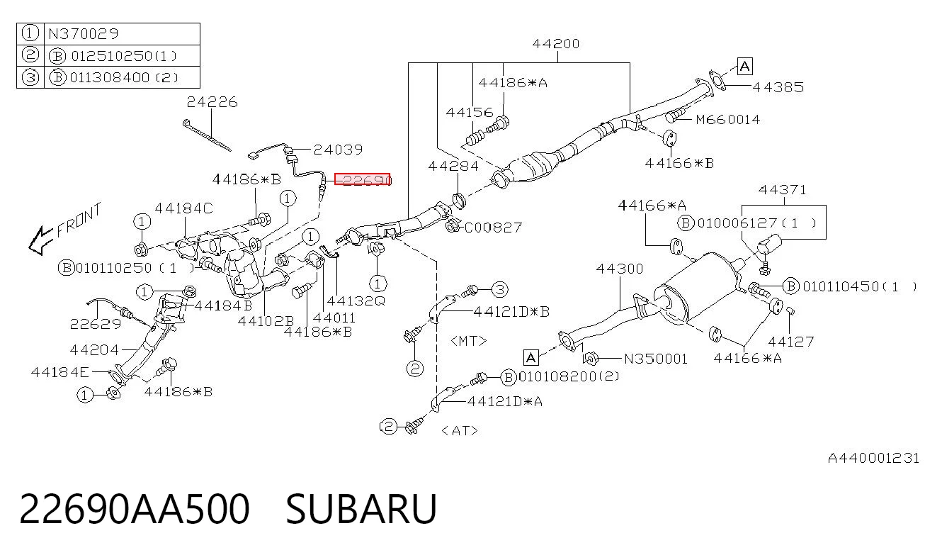 22690AA500 Subaru Датчик кислорода