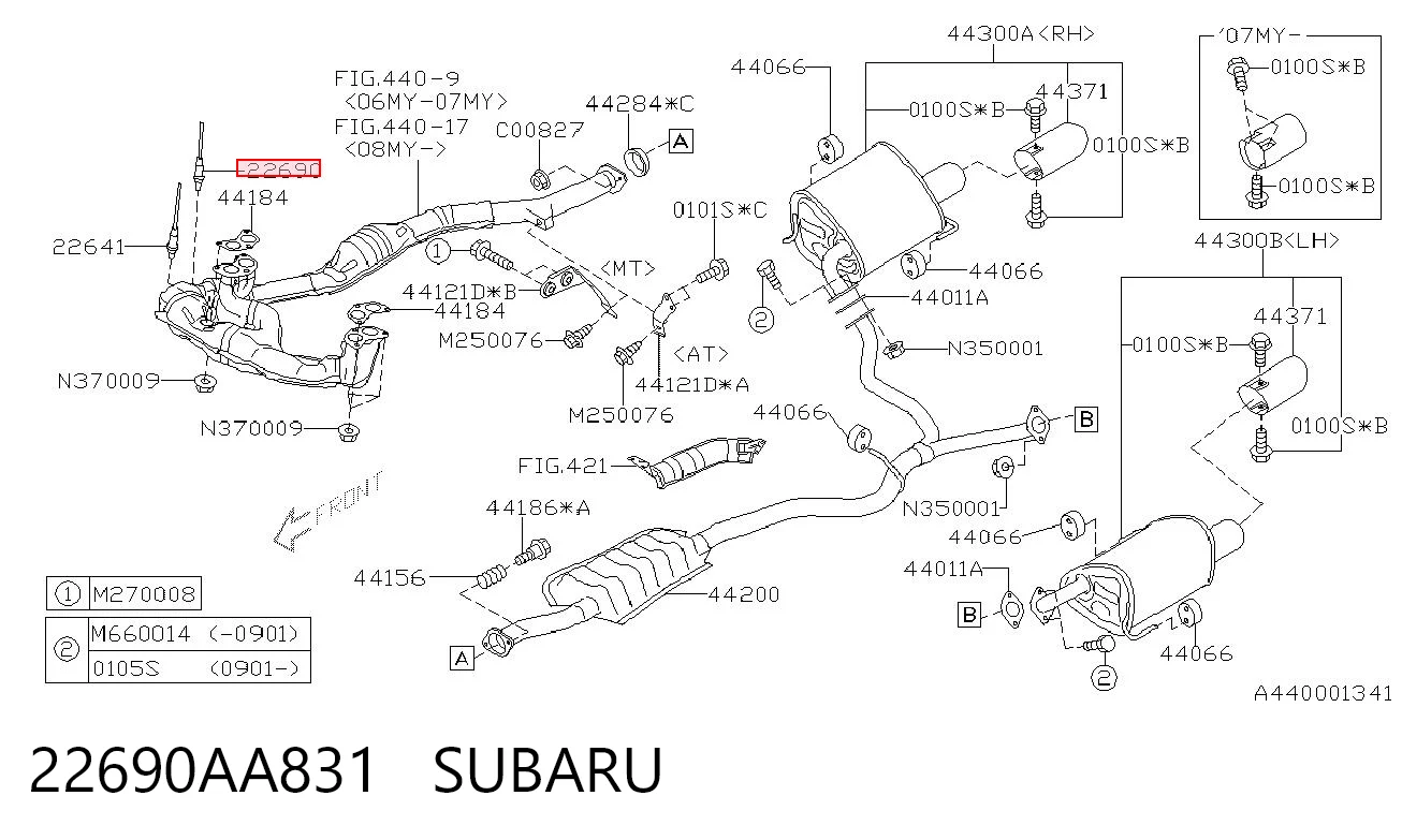 22690AA831 Subaru Лямбда зонд до катализатора, левый
