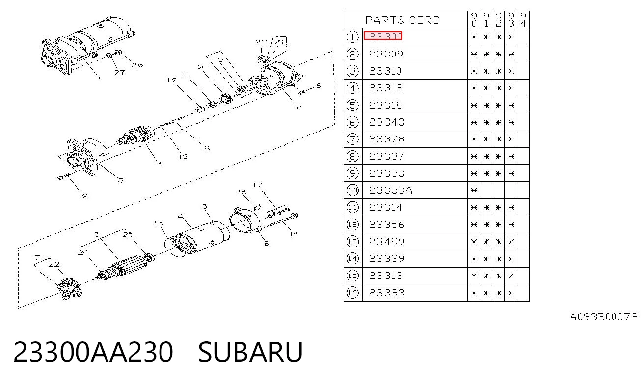 23300AA230 Subaru Стартер автомобиля