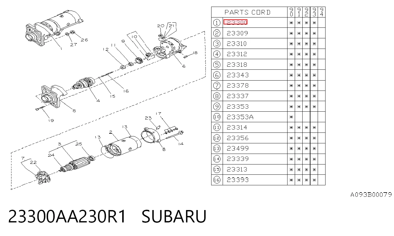 23300AA230R1 Subaru Стартер автомобиля