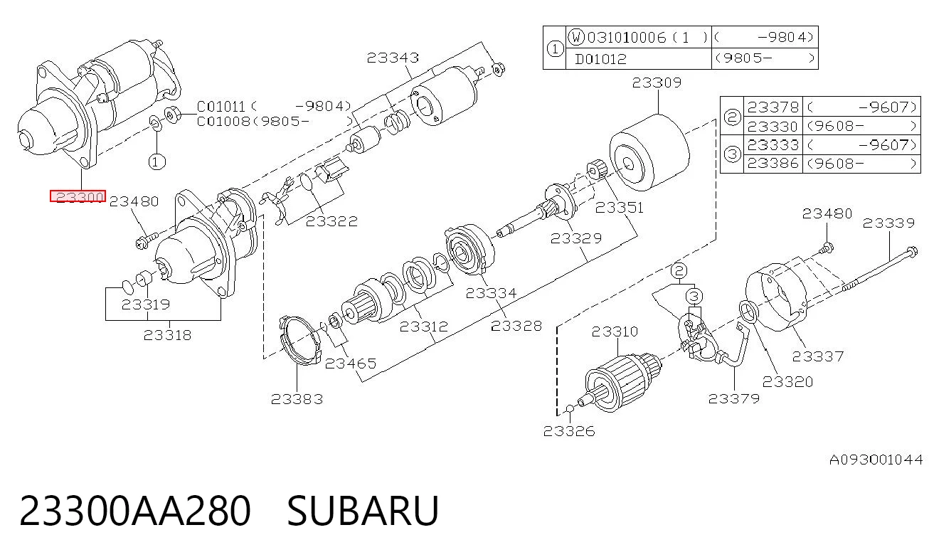 23300AA280 Subaru Стартер автомобиля