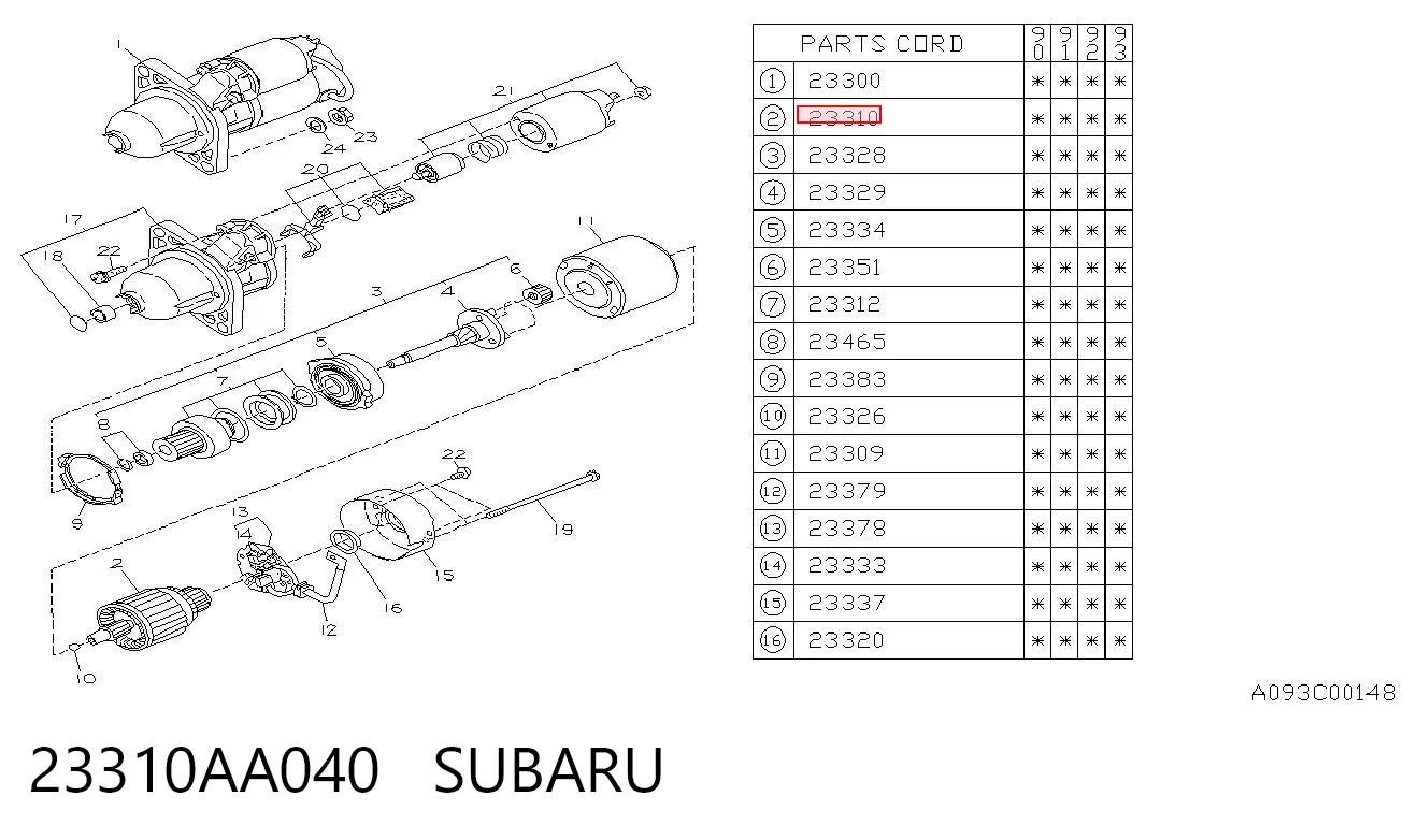 23310AA040 Subaru Ротор стартера