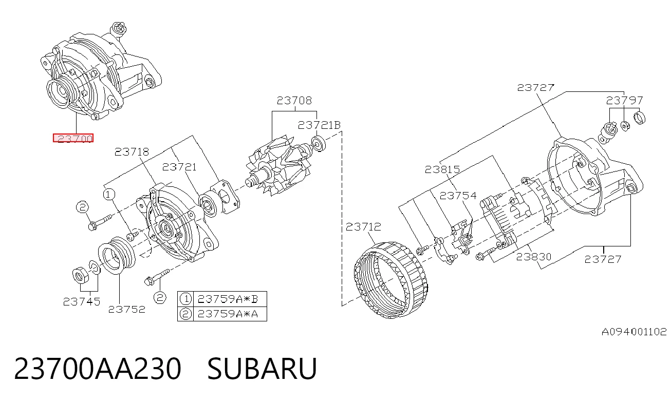 23700AA230 Subaru Генератор автомобильный
