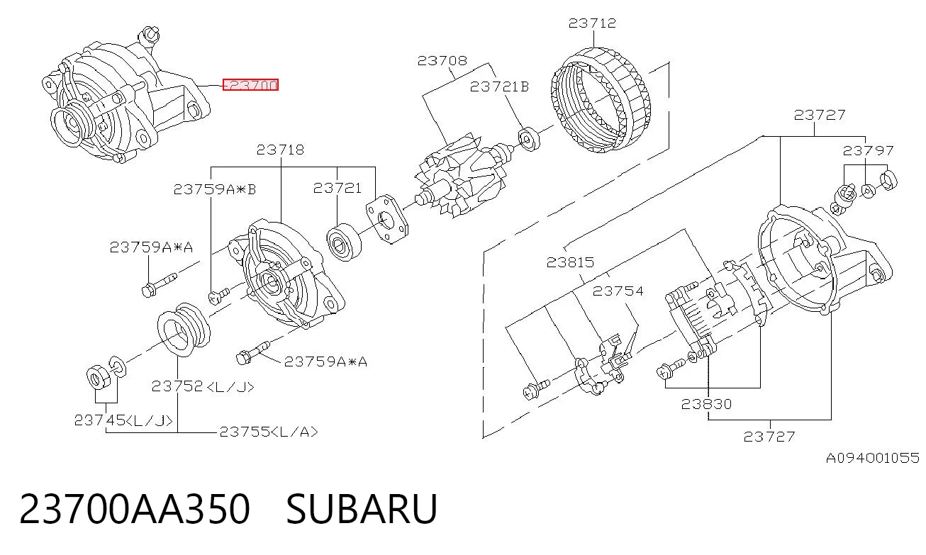 23700AA350 Subaru Генератор автомобильный