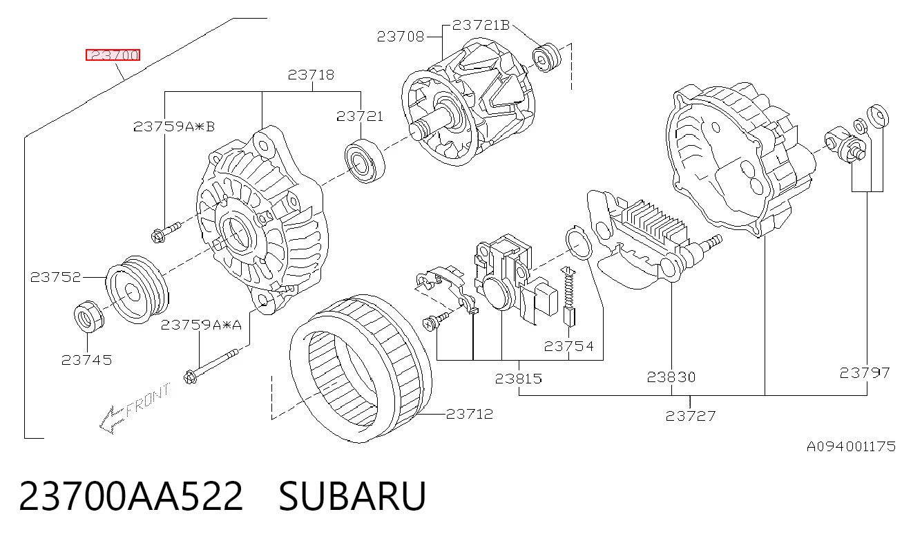 23700AA522 Subaru Генератор автомобильный
