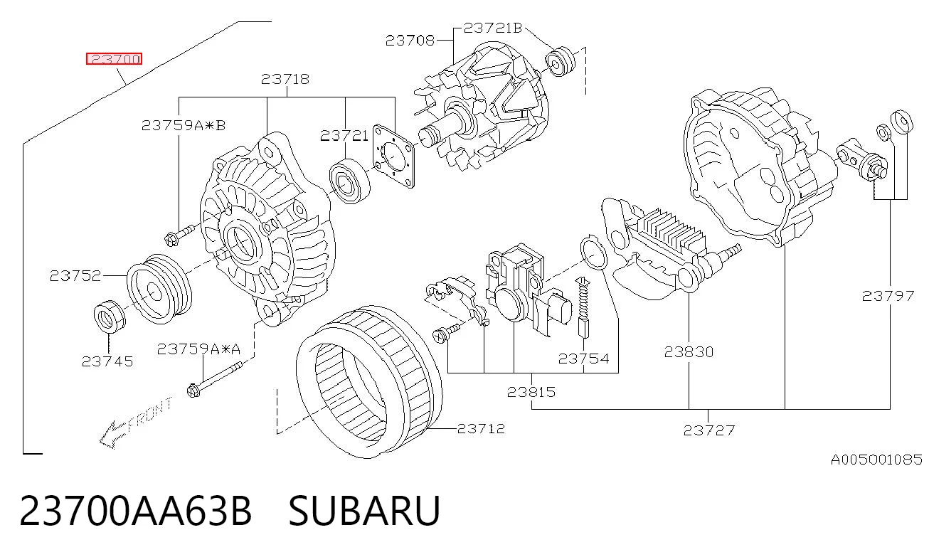 23700AA63B Subaru Генератор автомобильный