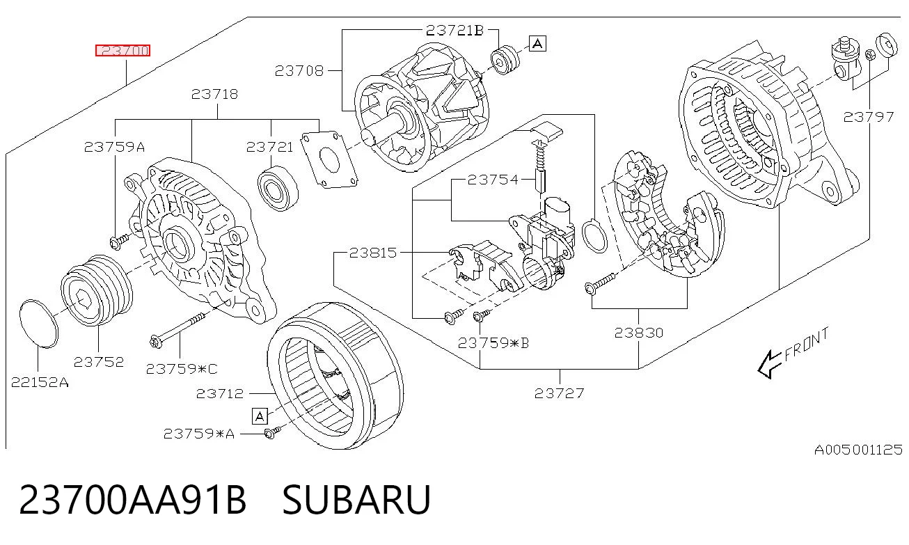 23700AA91B Subaru Генератор автомобильный