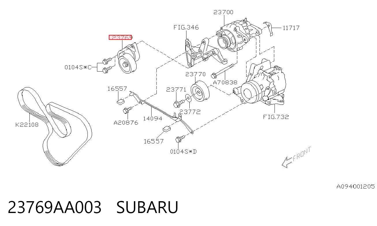 23769AA003 Subaru Натяжитель клинового ремня