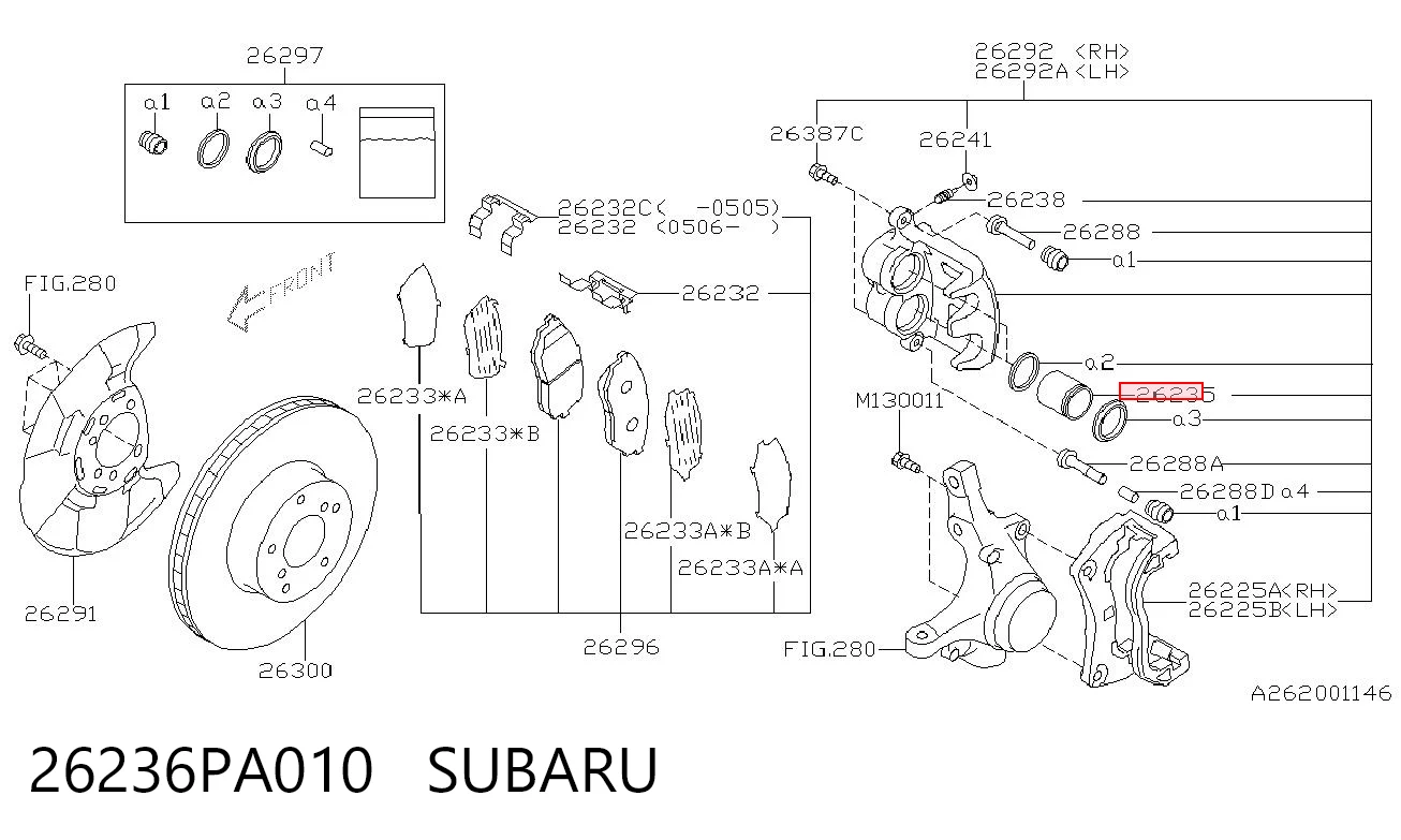 26236PA010 Subaru Поршень тормозного суппорта переднего