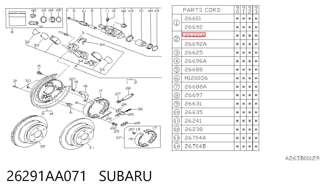 Задний левый суппорт Subaru Legacy I седан (BC) (1989 - 1994) цена, от 183.39 USD