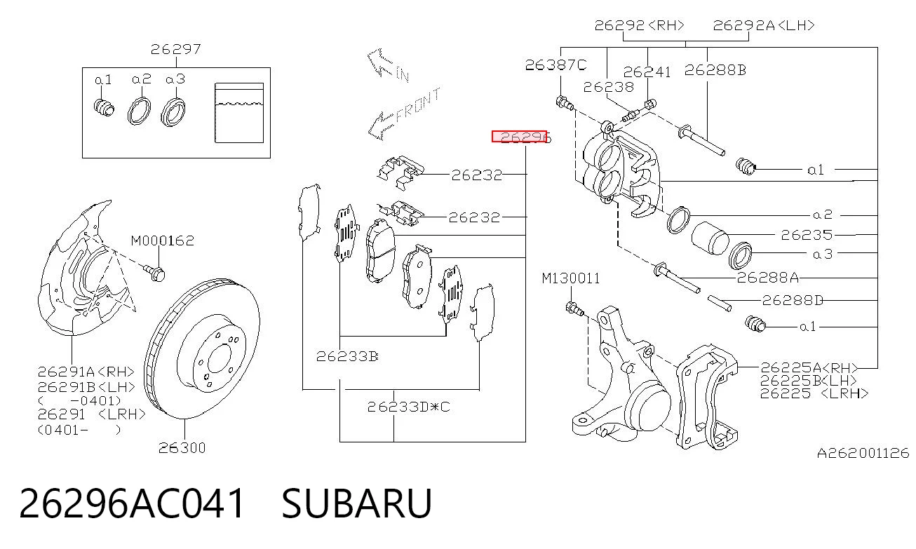 26296AC041 Subaru Колодки передние
