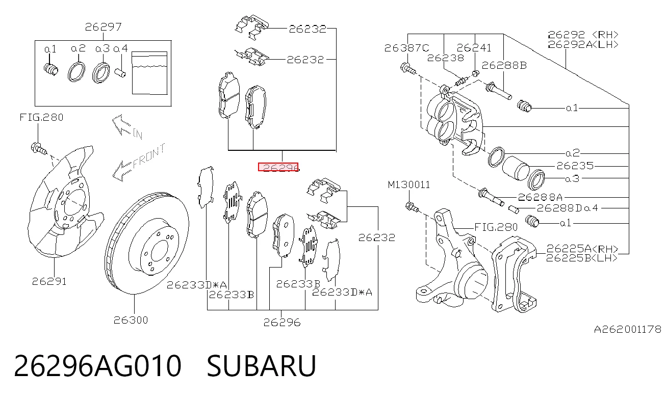 Колодки тормозные передние дисковые SUBARU 26296AG010
