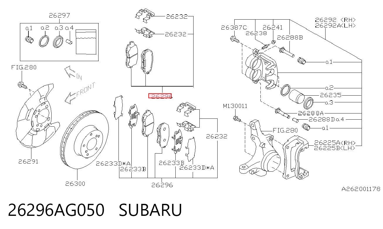 26296AG050 Subaru Колодки передние