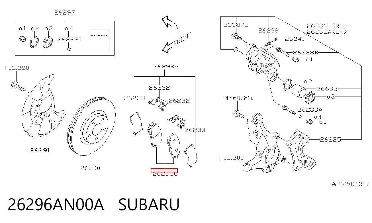 26296AN00A Subaru Колодки передние
