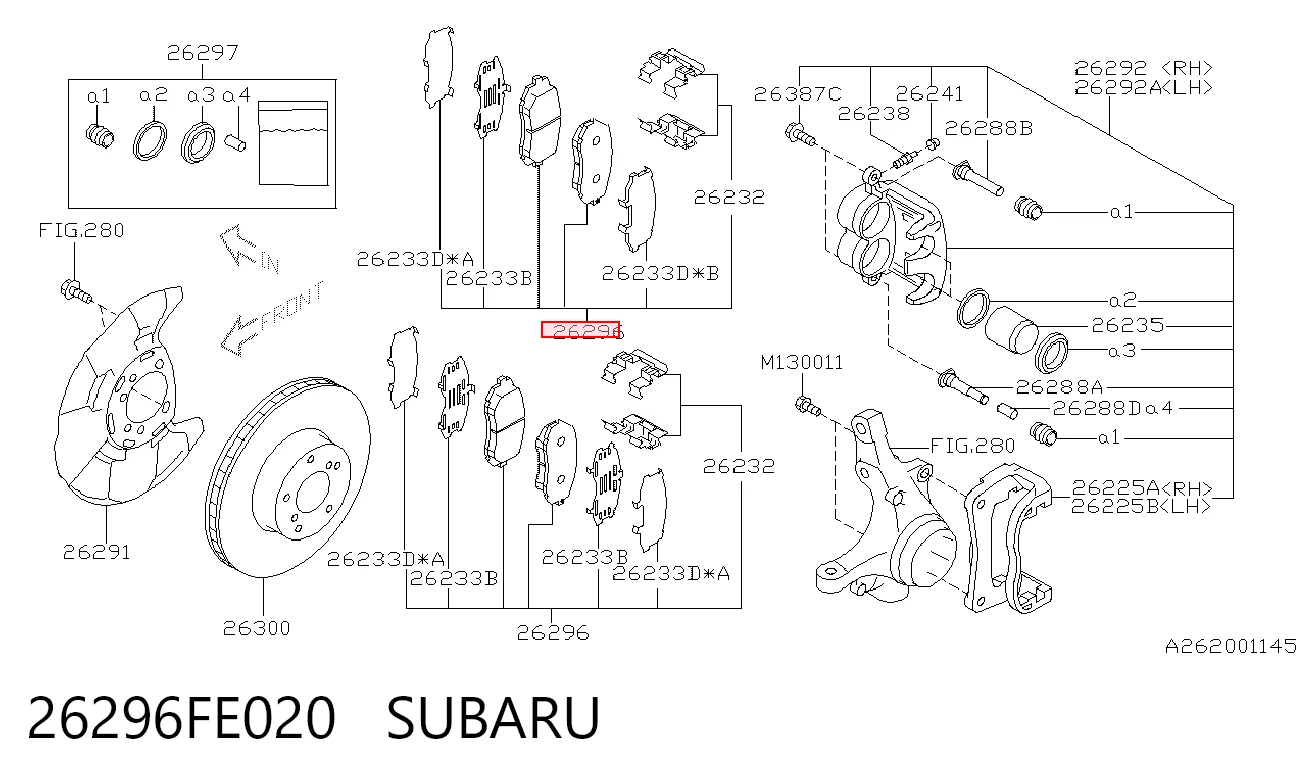 26296FE020 Subaru Колодки передние